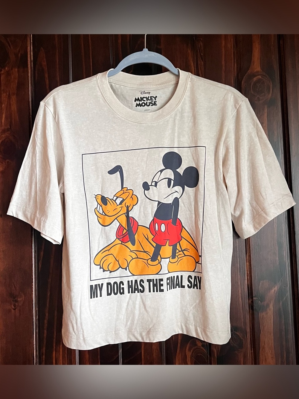 Disney Beige Mickey & Pluto Graphic Dog Tee